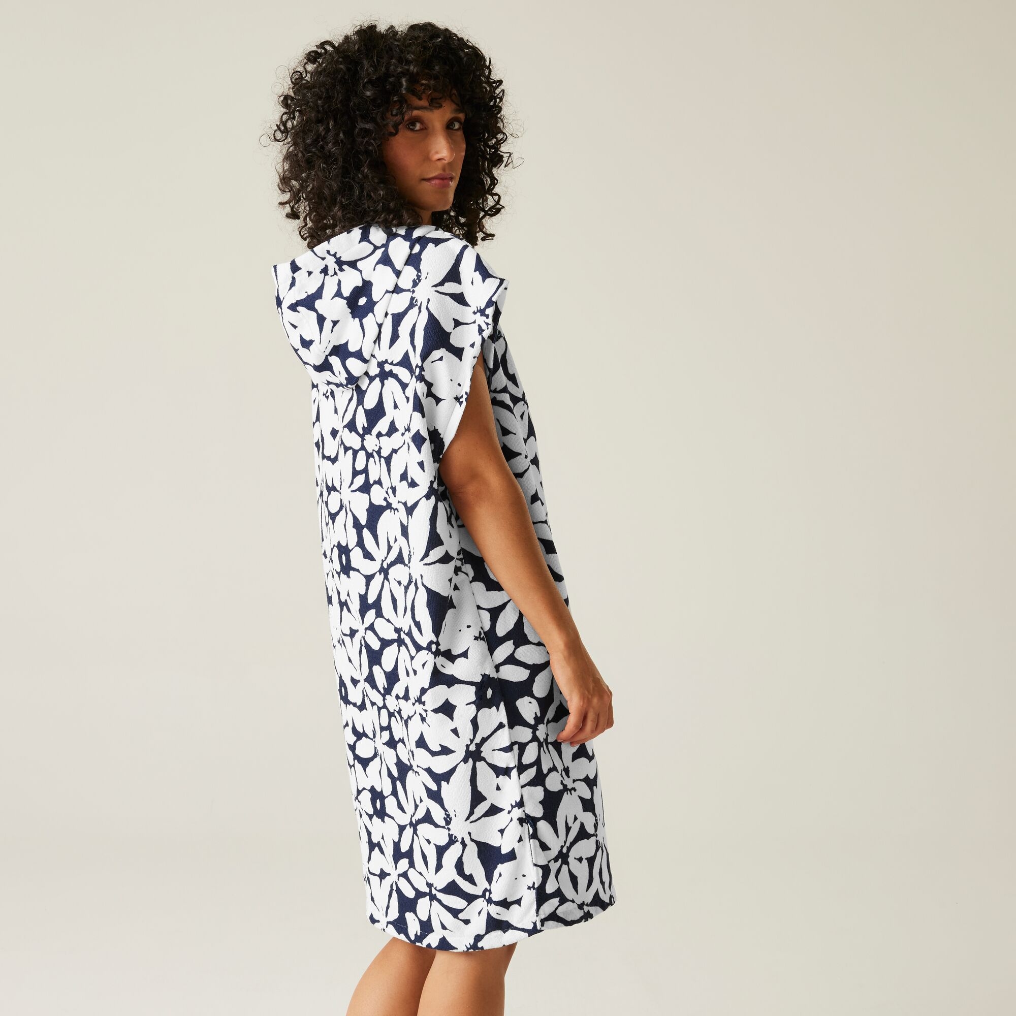 Adult's Towel Robe | Navy White Large Floral
