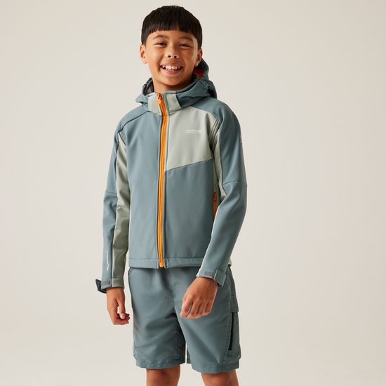 Kids' Acidity VIII Softshell Jacket | Stormy Weather Glacier Bright Marigold