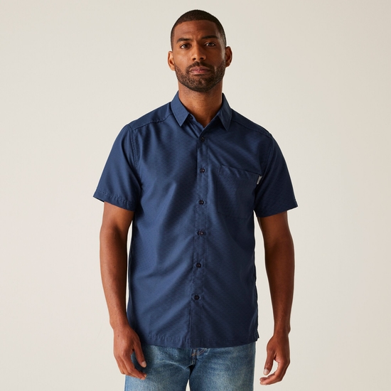 Men's Mindano IX Short Sleeve Shirt | Navy Triangle Print