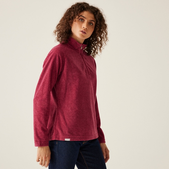 Women's Pimlo Half Zip Velour Fleece | Rumba Red
