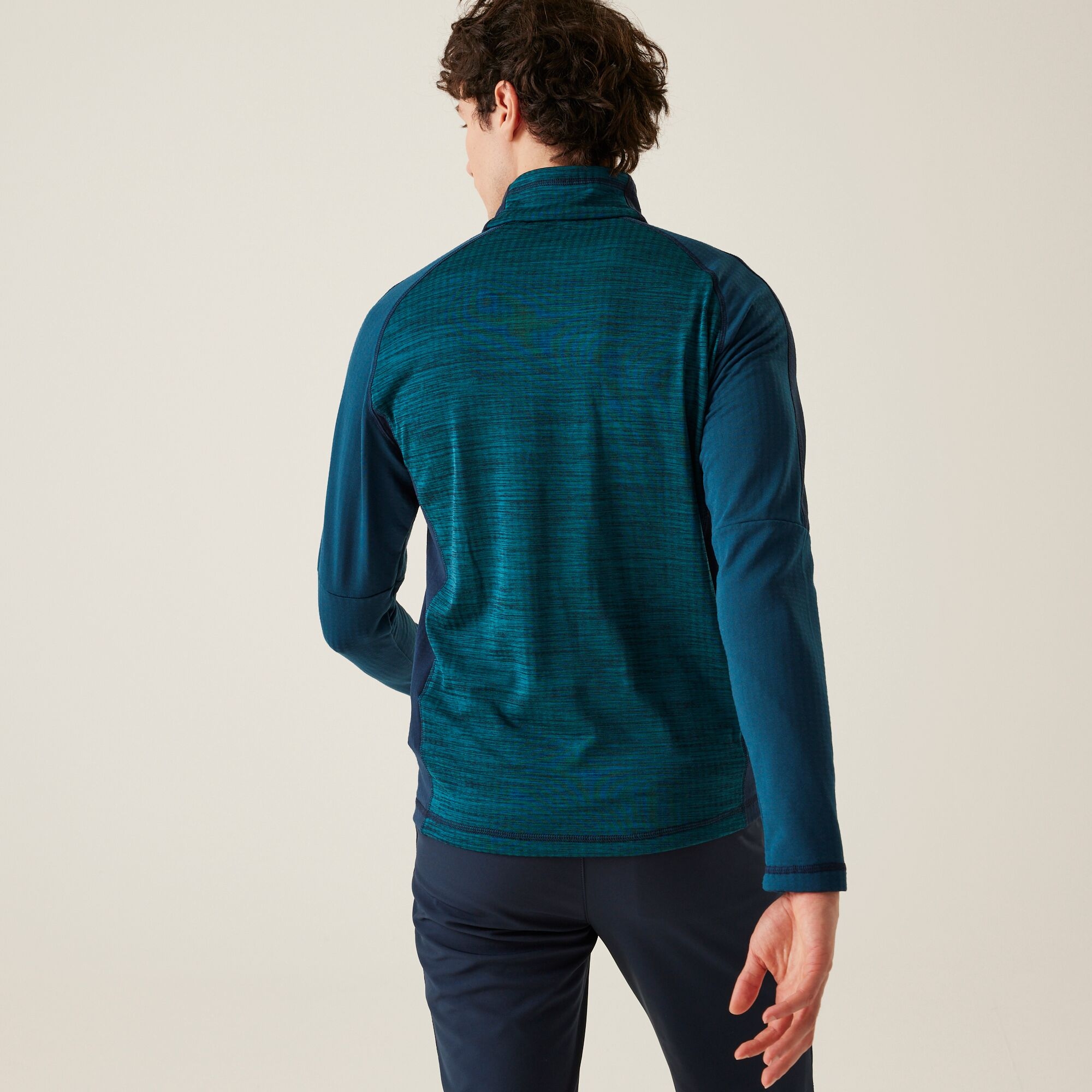 Men's Hepley Half Zip Lightweight Fleece | Moroccan Blue Marl Moonlight Denim