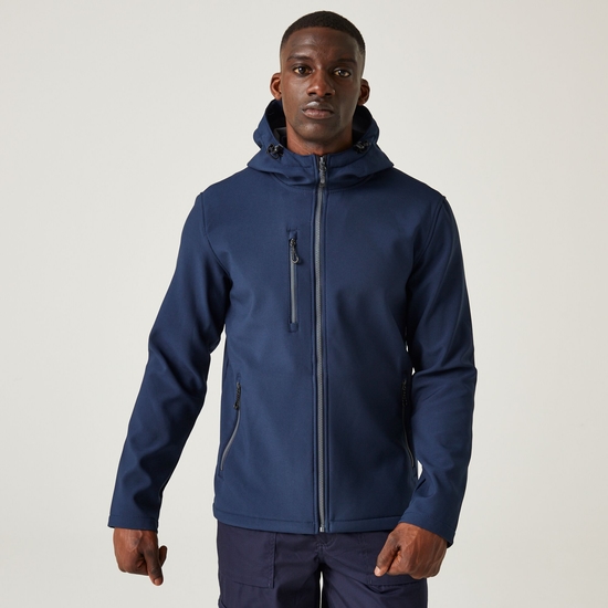 Men's Navigate 2 Layer Hooded Softshell Jacket | Navy Seal Grey