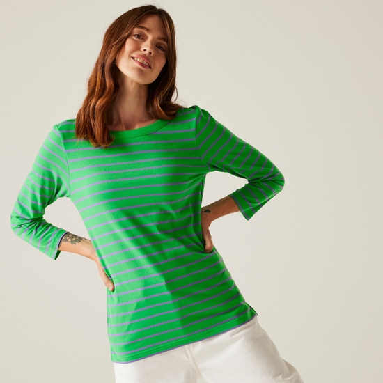 Women's Bayletta II 3/4 Sleeve Top | Island Green Paisley Purple Stripe