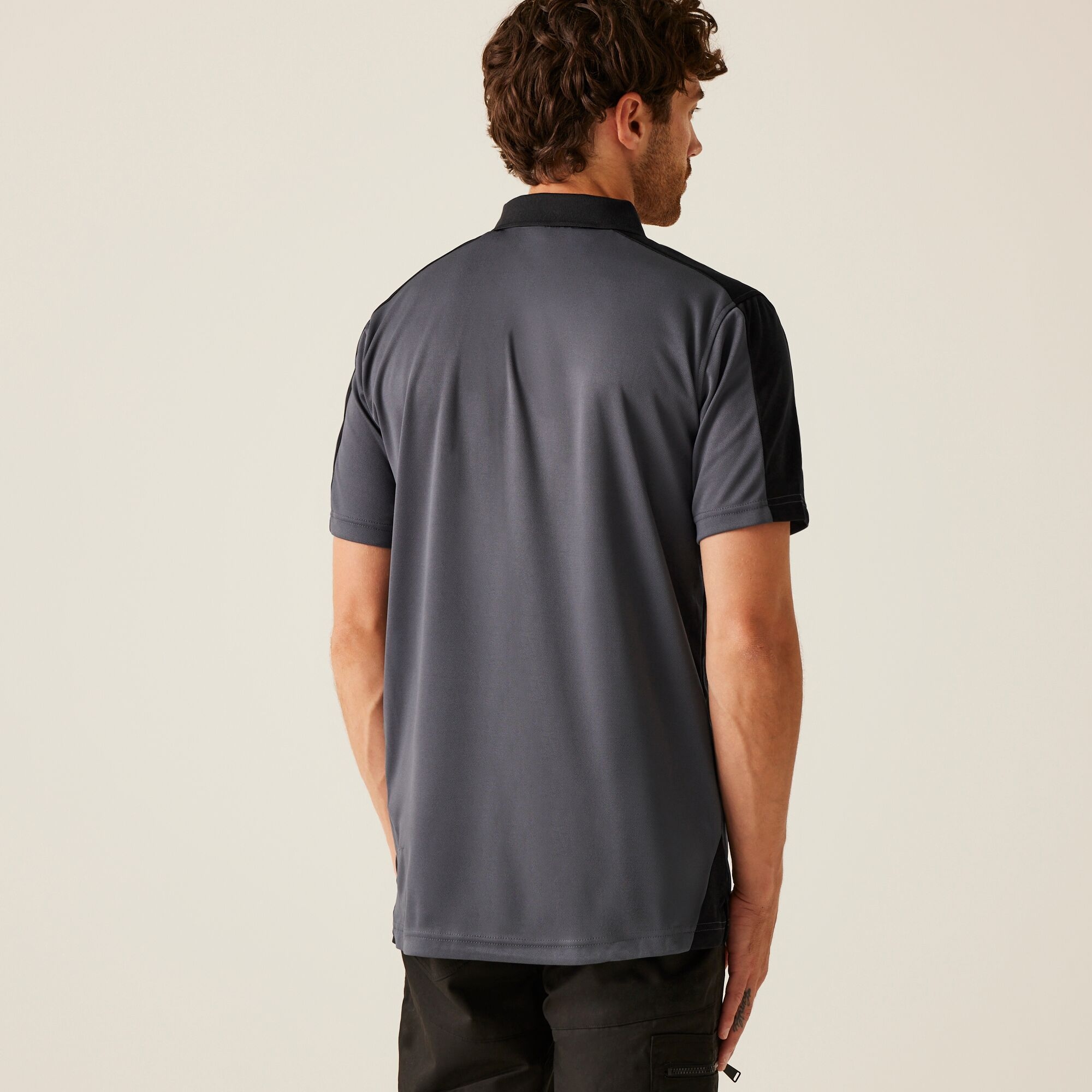 Men's Contrast Coolweave Quick Wicking Polo Shirt | Seal Grey Black
