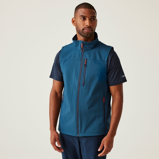 Men's Arana Softshell Gilet | Moonlight Denim Tangerine Tango