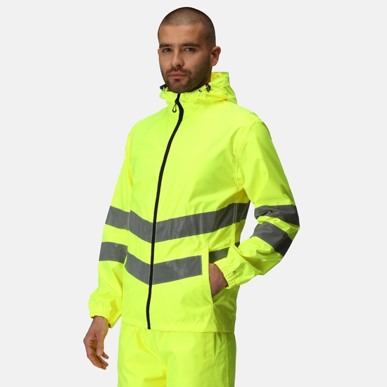 Men's Hi-Vis Pro Waterproof Reflective Packaway Work Jacket | Yellow