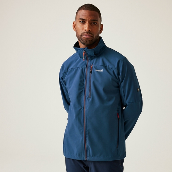 Men's Arana Softshell Jacket | Moonlight Denim Tangerine Tango
