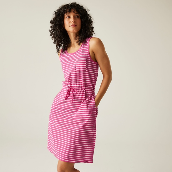 Women's Ariena Casual Dress | Pink Fusion White Painterly Stripe