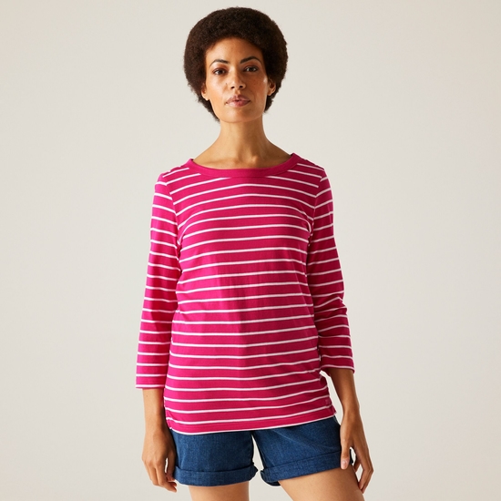 Women's Bayletta II 3/4 Sleeve Top | Pink Fusion White Stripe