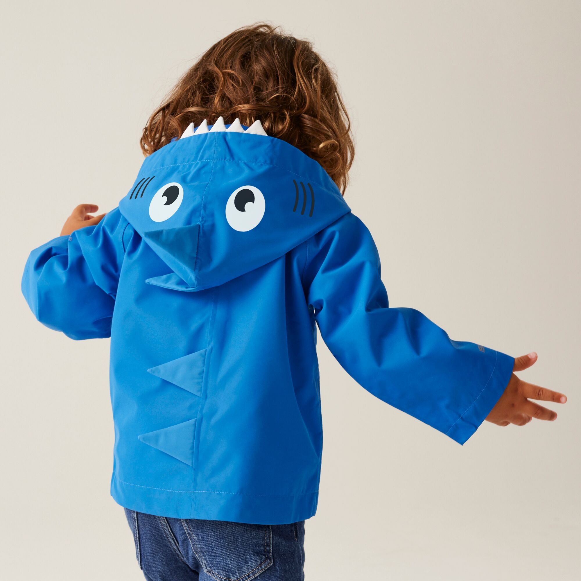Kids' Animal Waterproof Jacket | Bubbles The Shark Hawaiian Blue