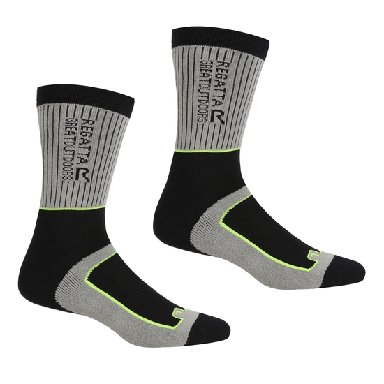 2 Pack Samaris 2 Season Sock | Dark Steel Electric Lime