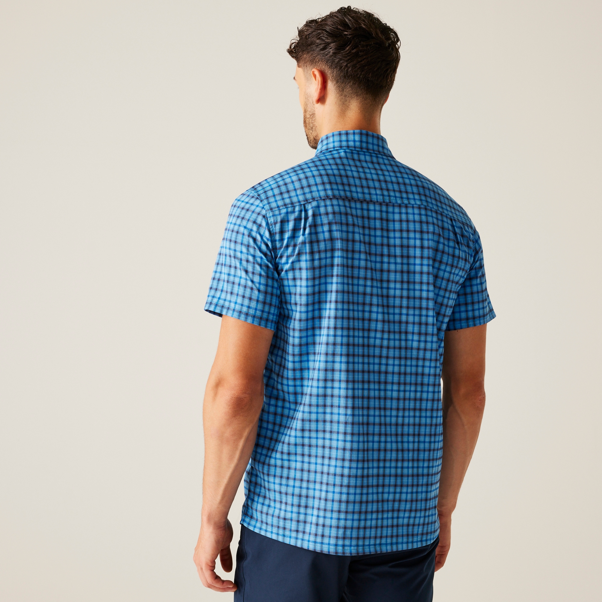 Men's Begarno Short Sleeve Shirt | Moonlight Denim Navy Check