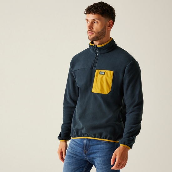 Men's Frankie Half Zip Fleece | Navy Mustard