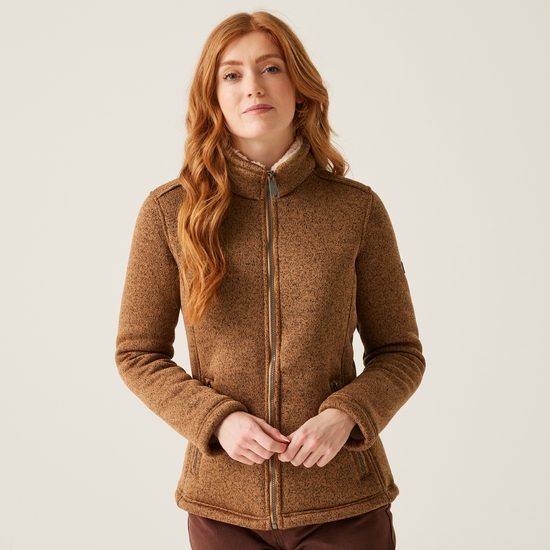 Women's Razia II Full Zip Bonded Fleece | Bran Brown(Light Vanilla)