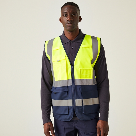 Men's Pro HI-VIS Executive Vest | Yellow Navy
