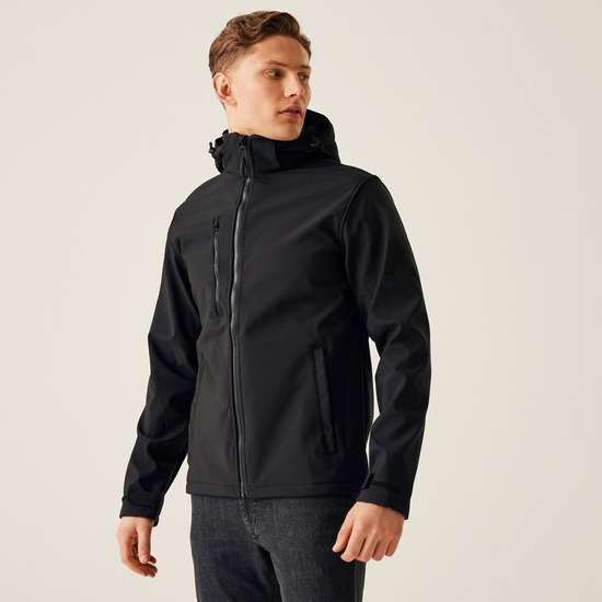 Men's Venturer 3 Layer Printable Hooded Softshell Jacket | Black
