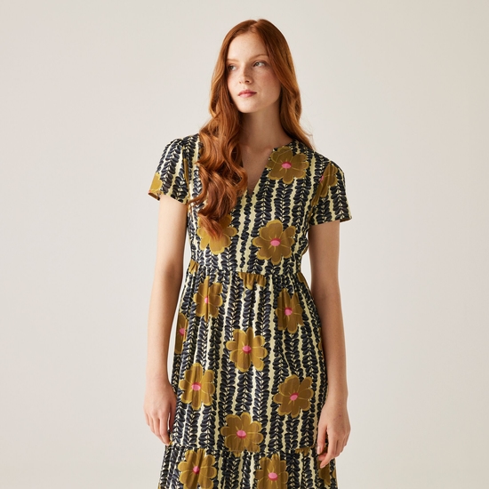 Orla Kiely Tiered Midi Dress | Lotus Yellow