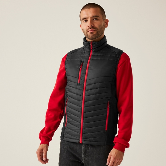 Men's Navigate Hybrid Bodywarmer | Black Classic Red