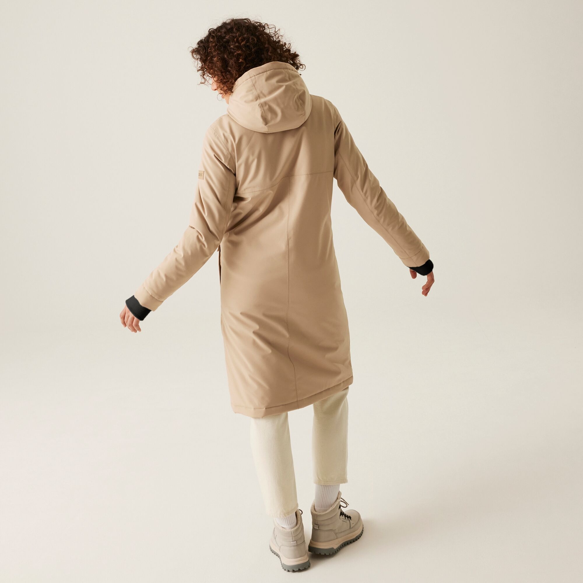 Women's Yarli Waterproof Longline Jacket | Warm Taupe Light Vanilla