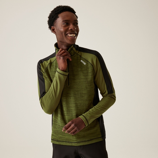 Men's Hepley Half Zip Lightweight Fleece | Nephrite Green Black