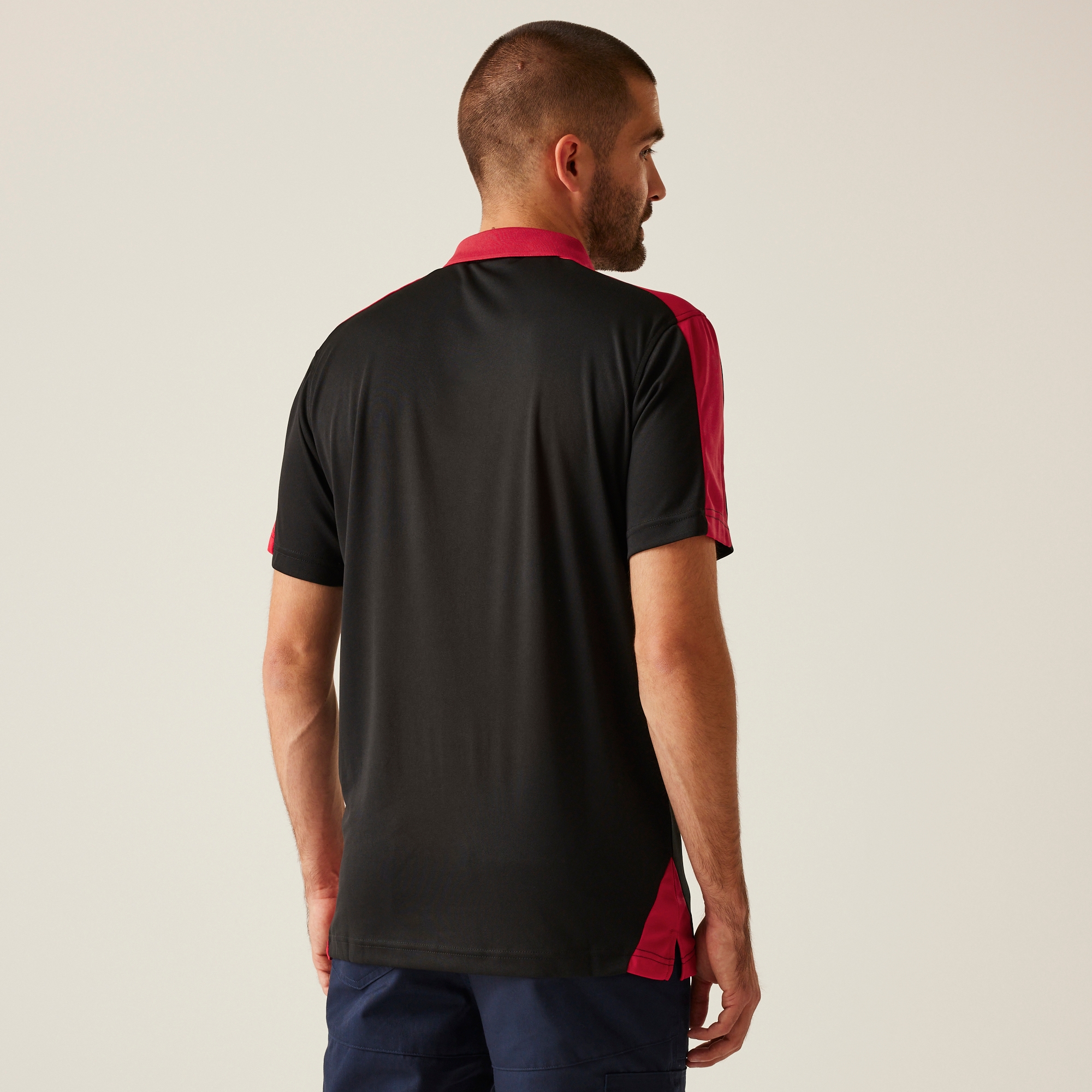 Men's Contrast Coolweave Quick Wicking Polo Shirt | Black Classic Red