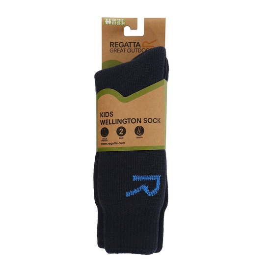 Kids 2 Pack Wellington Sock | Navy