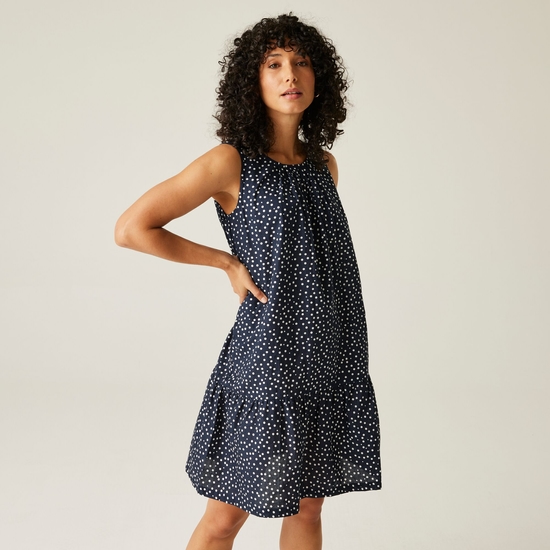 Women's Trisa Smock Dress | Navy White Micro Dot