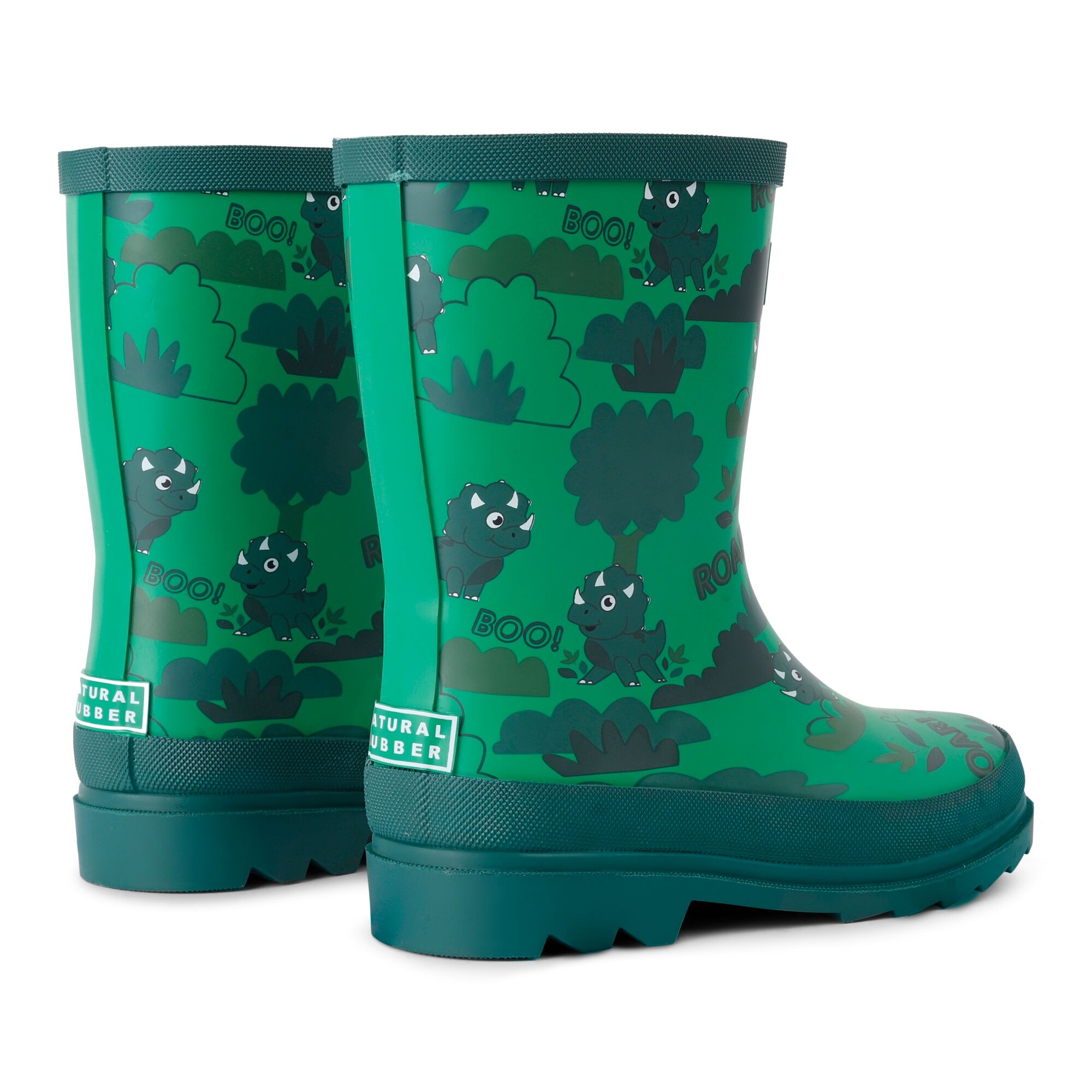 Kids' Mudplay II wellies | Stompy the Dinosaur Print Green
