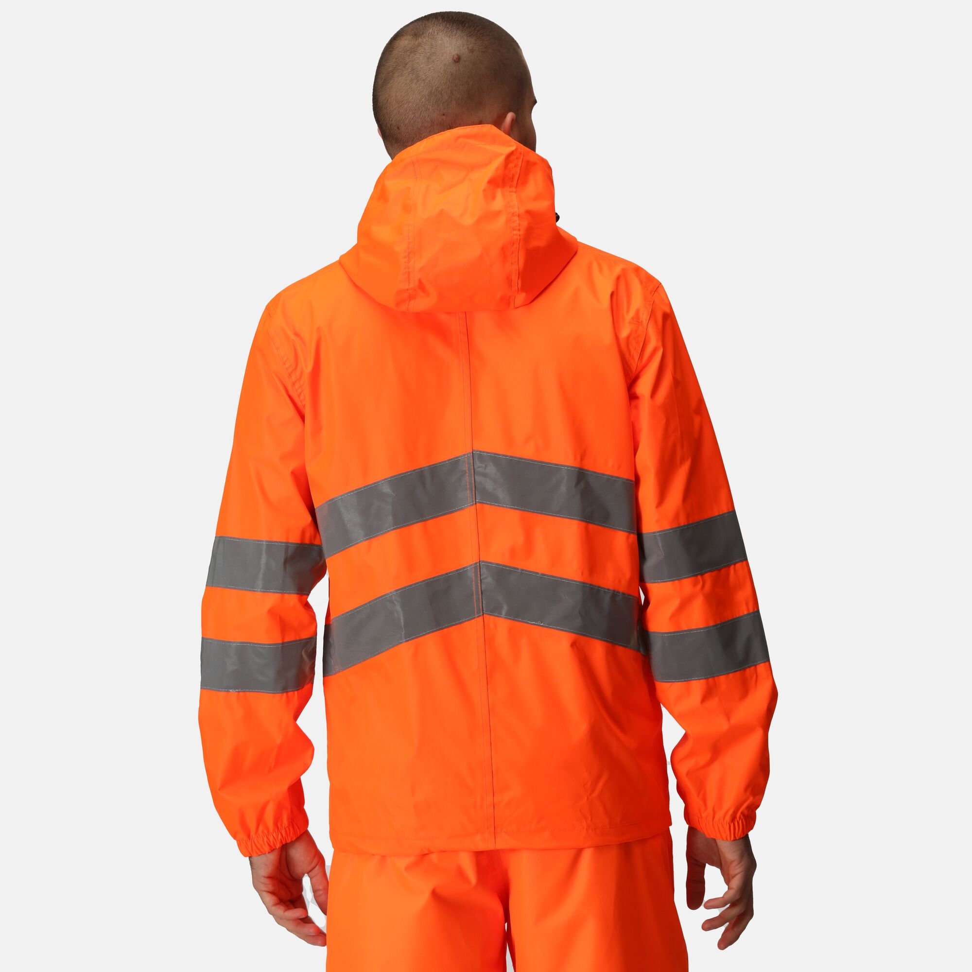 Men's Hi-Vis Pro Waterproof Reflective Packaway Work Jacket | Orange