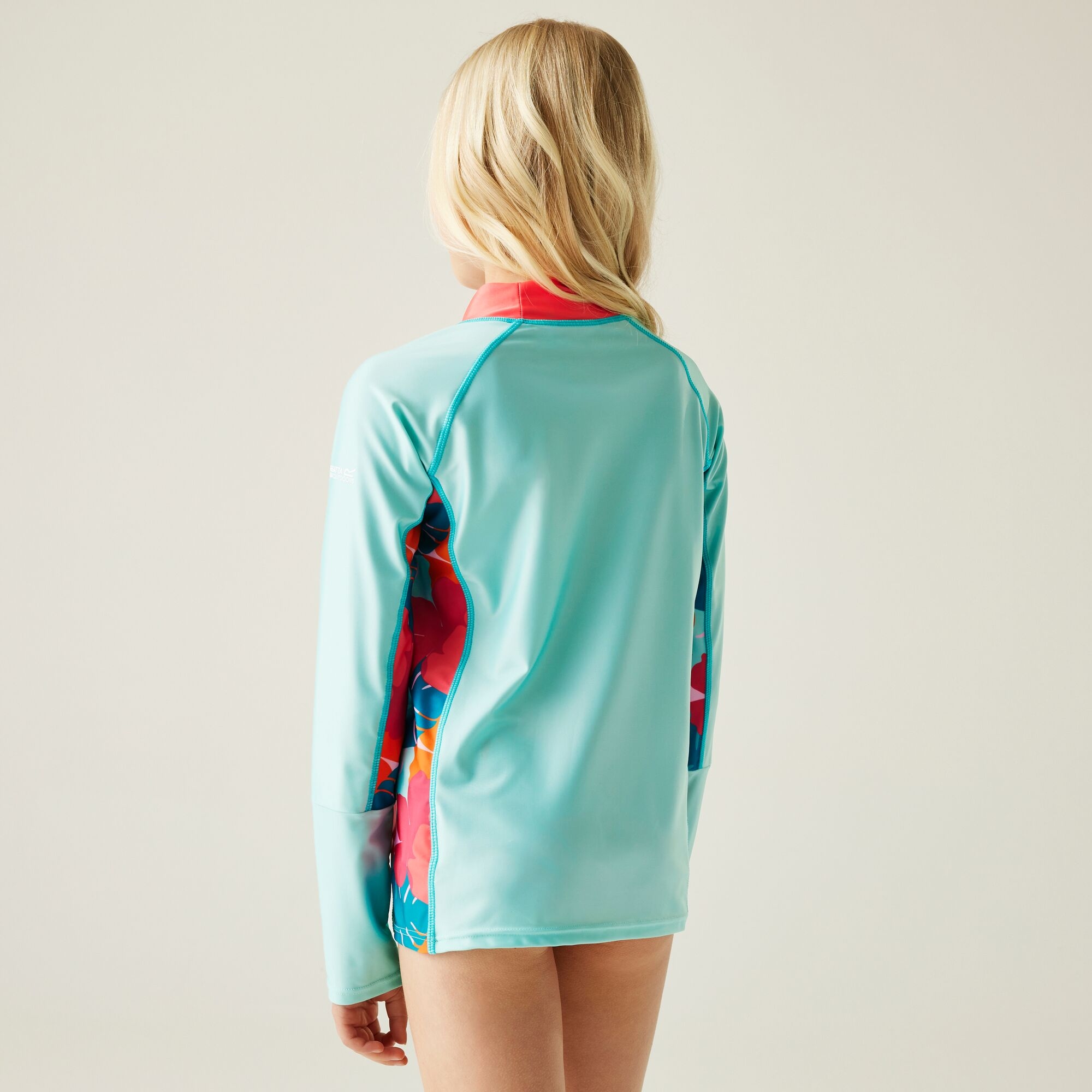 Kids' Hoku II Swim Top | Aruba Blue Peach Bloom Tropical Leaf