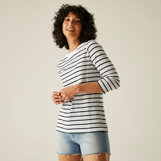 Women's Bayletta II 3/4 Sleeve Top | White Navy Stripe