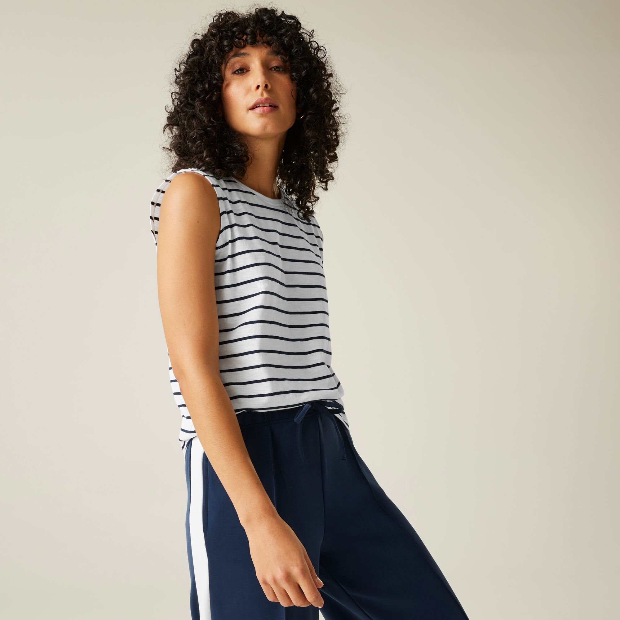 Women's Fariene Sleeveless Top | White Navy Stripe