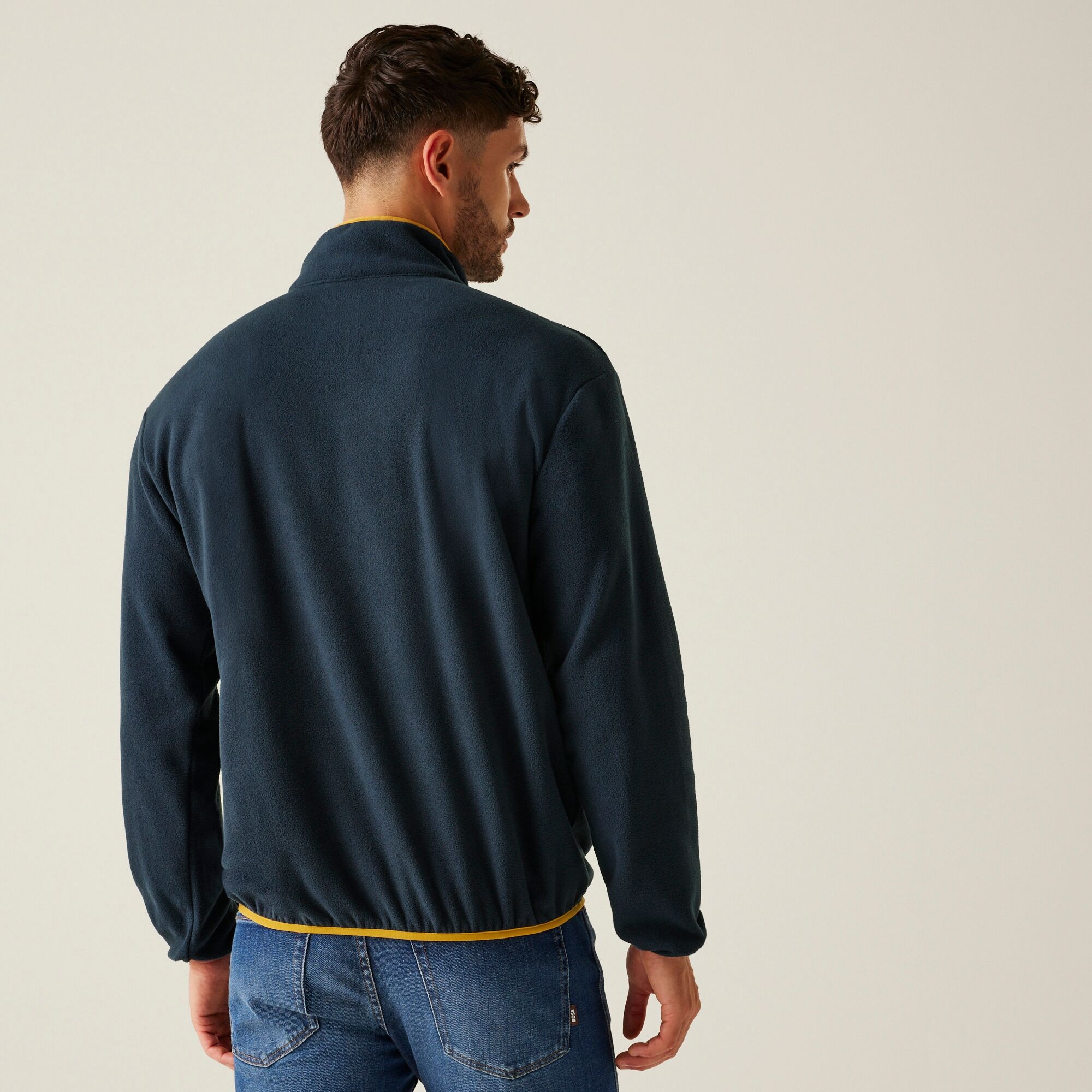 Men's Frankie Half Zip Fleece | Navy Mustard