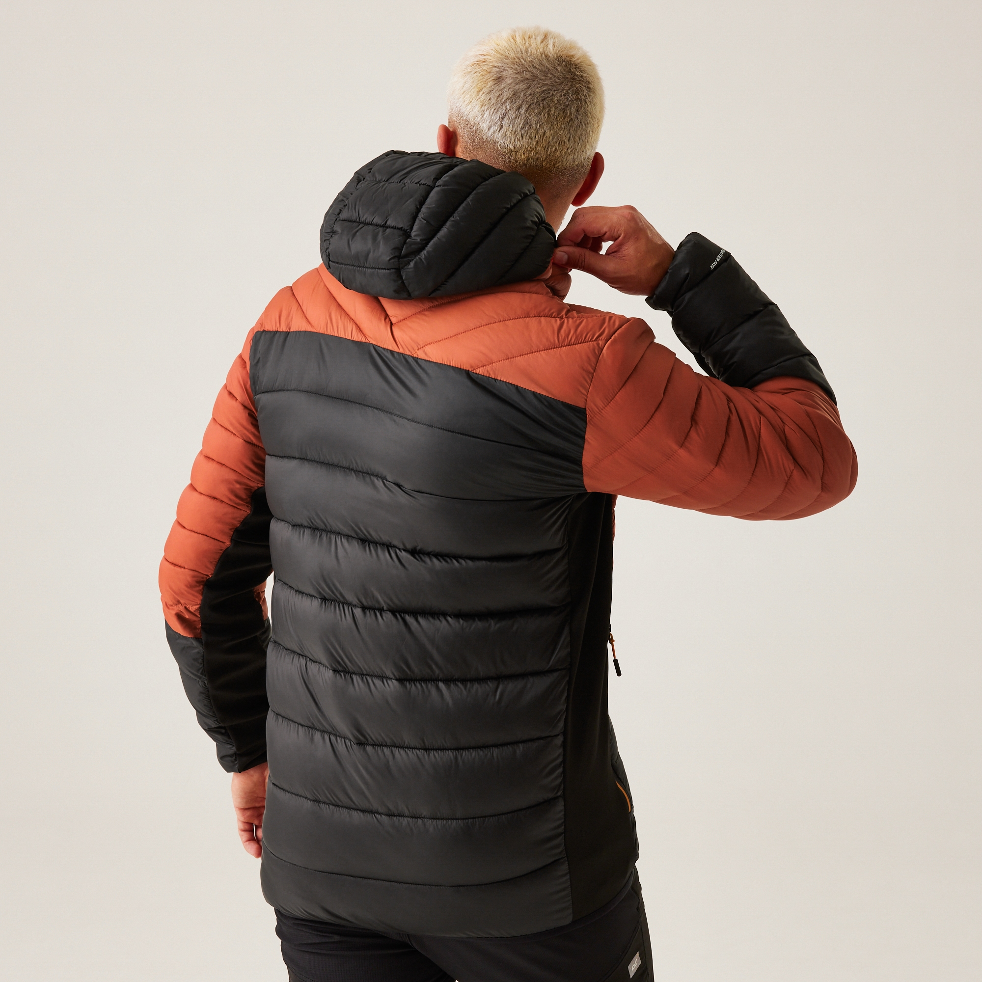 Men's Leedre Hybrid Hooded Jacket | Red Ochre Black