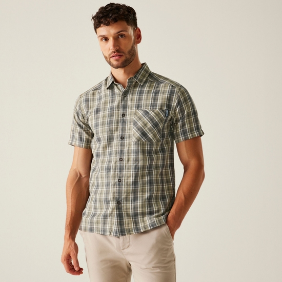 Men's Mindano IX Short Sleeve Shirt | Golden Sand Treetop Stone White Check