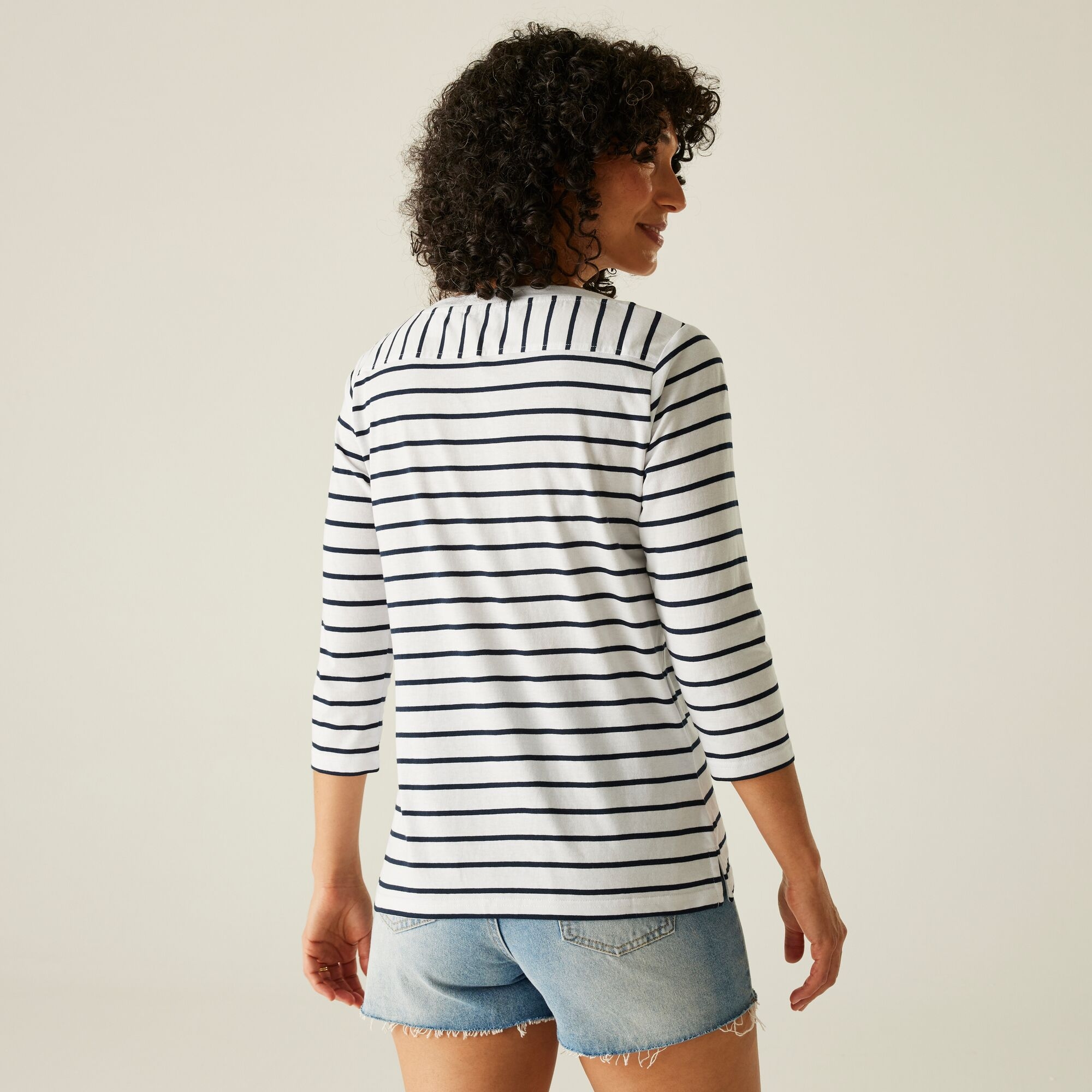 Women's Bayletta II 3/4 Sleeve Top | White Navy Stripe