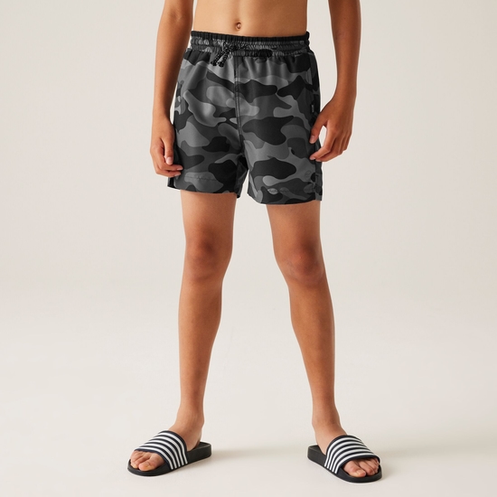 Kids' Skander III Swim Shorts | Grey Black Camo