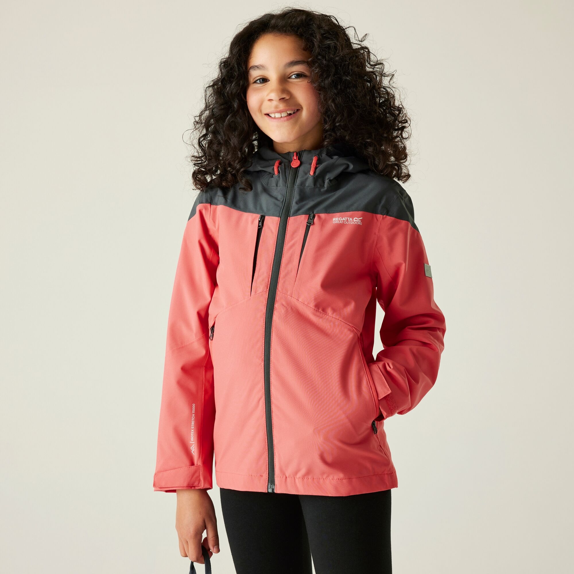 Kids' Highton VI Waterpoof Jacket | Peach Bloom Seal Grey