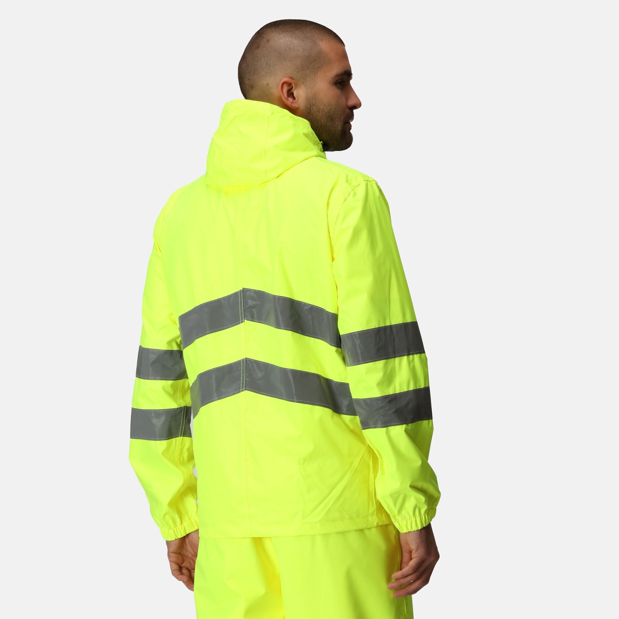 Men's Hi-Vis Pro Waterproof Reflective Packaway Work Jacket | Yellow