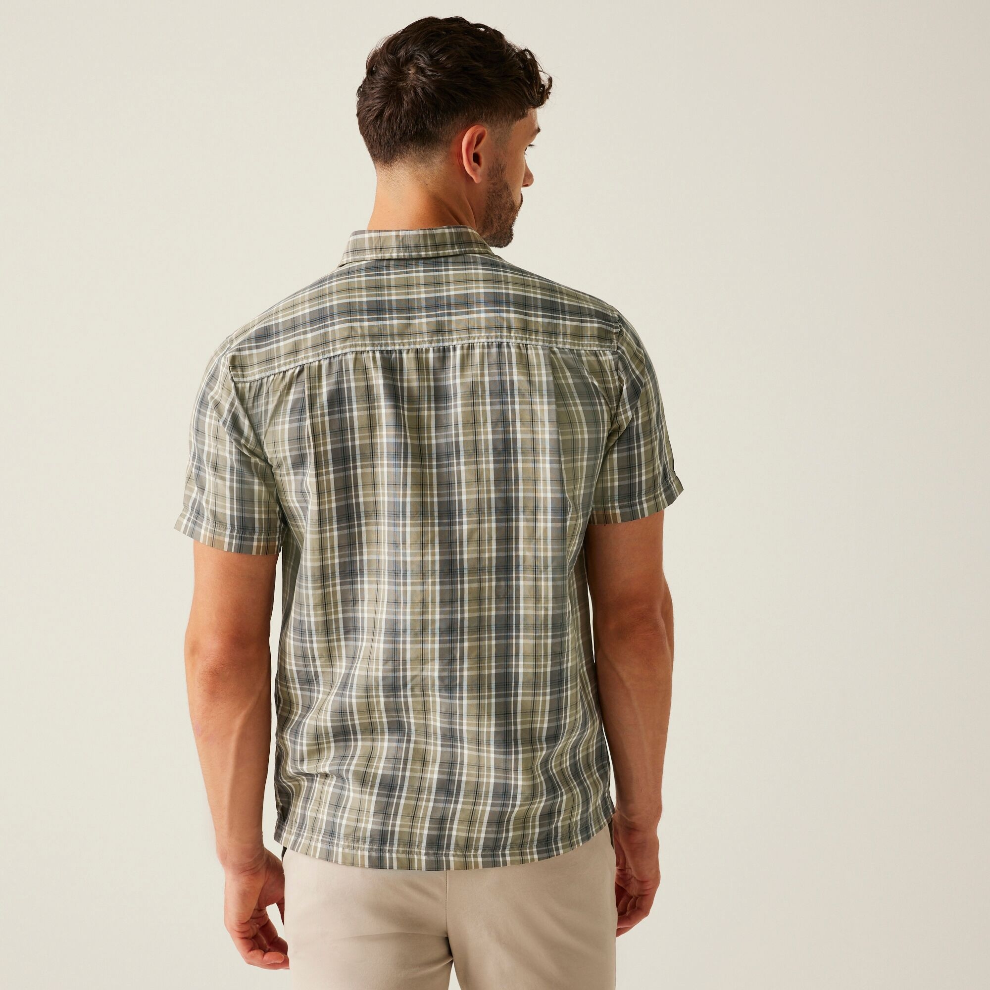 Men's Mindano IX Short Sleeve Shirt | Golden Sand Treetop Stone White Check