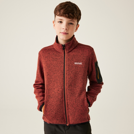 Kids' Newhill Full Zip Fleece | Red Ochre Black