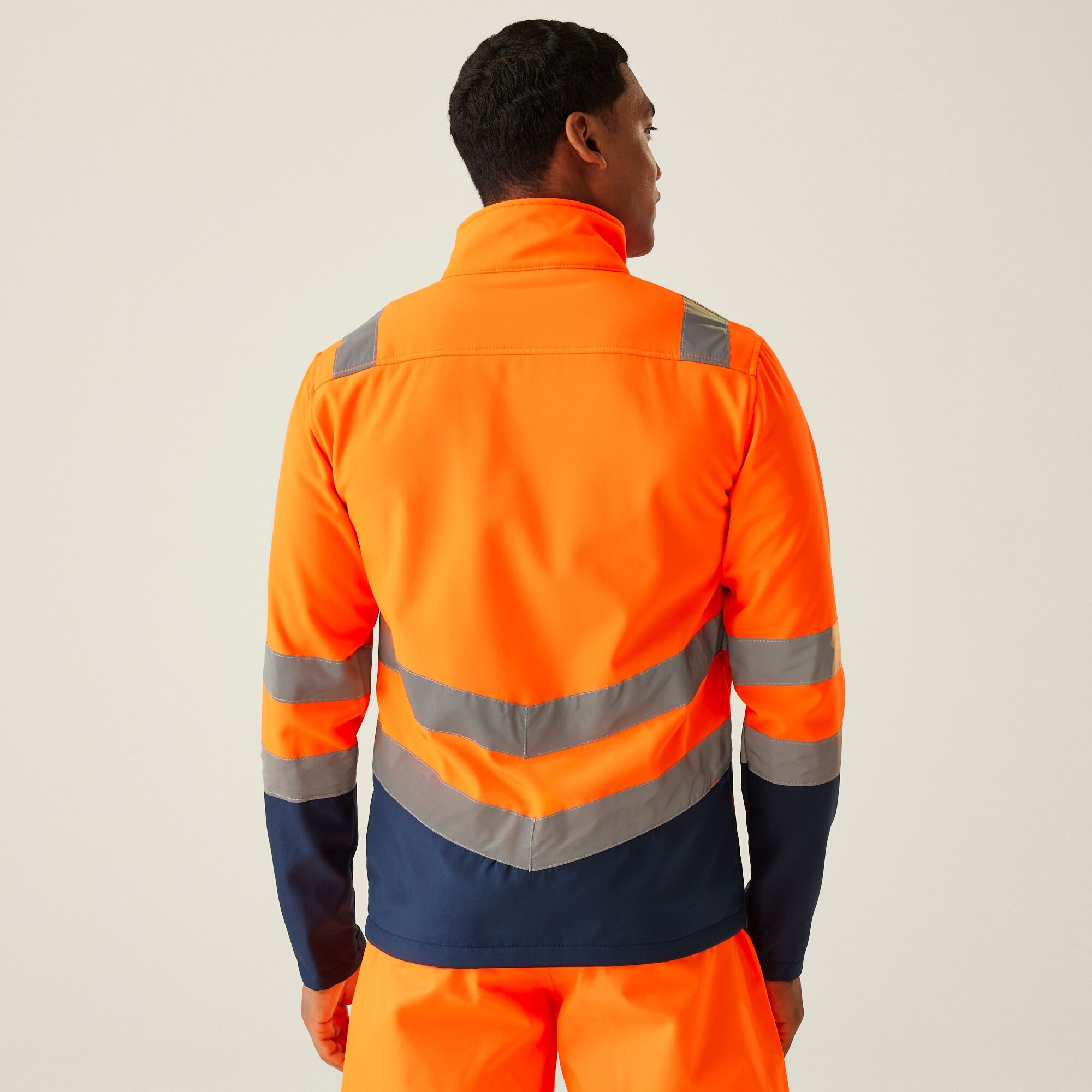 Men's Hi-Vis 2-Layer Softshell Jacket | Orange Navy