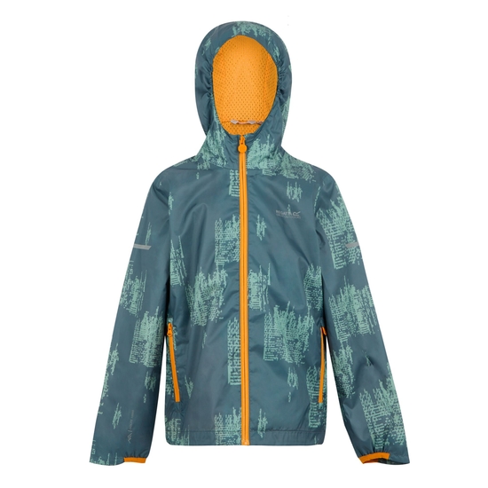 Kids' Printed Lever II Waterpoof Jacket | Stormy Weather Glacier Bright Marigold
