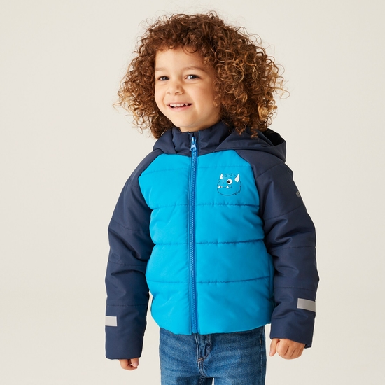 Kids' Animal Quilted Jacket | Spike The Monster Hydro Blue