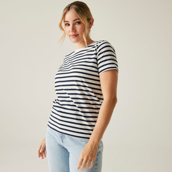 Women's Bayletta Short Sleeve T-Shirt | White Navy Stripe