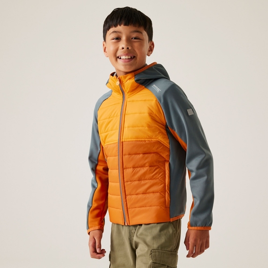 Kids' Kielder IX Hybrid Jacket | Fox Bright Marigold Stormy Weather