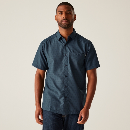 Men's Mindano IX Short Sleeve Shirt | Moonlight Denim Circle Print