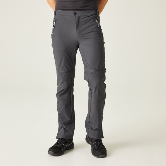 Men's Mountain Zip Off Walking Trousers | Seal Grey Black