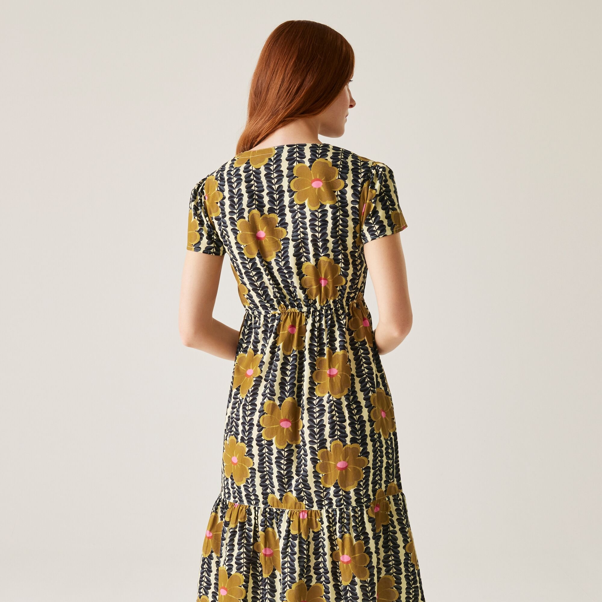 Orla Kiely Tiered Midi Dress | Lotus Yellow