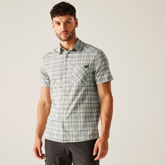 Men's Begarno Short Sleeve Shirt | White Golden Sand Treetop Check